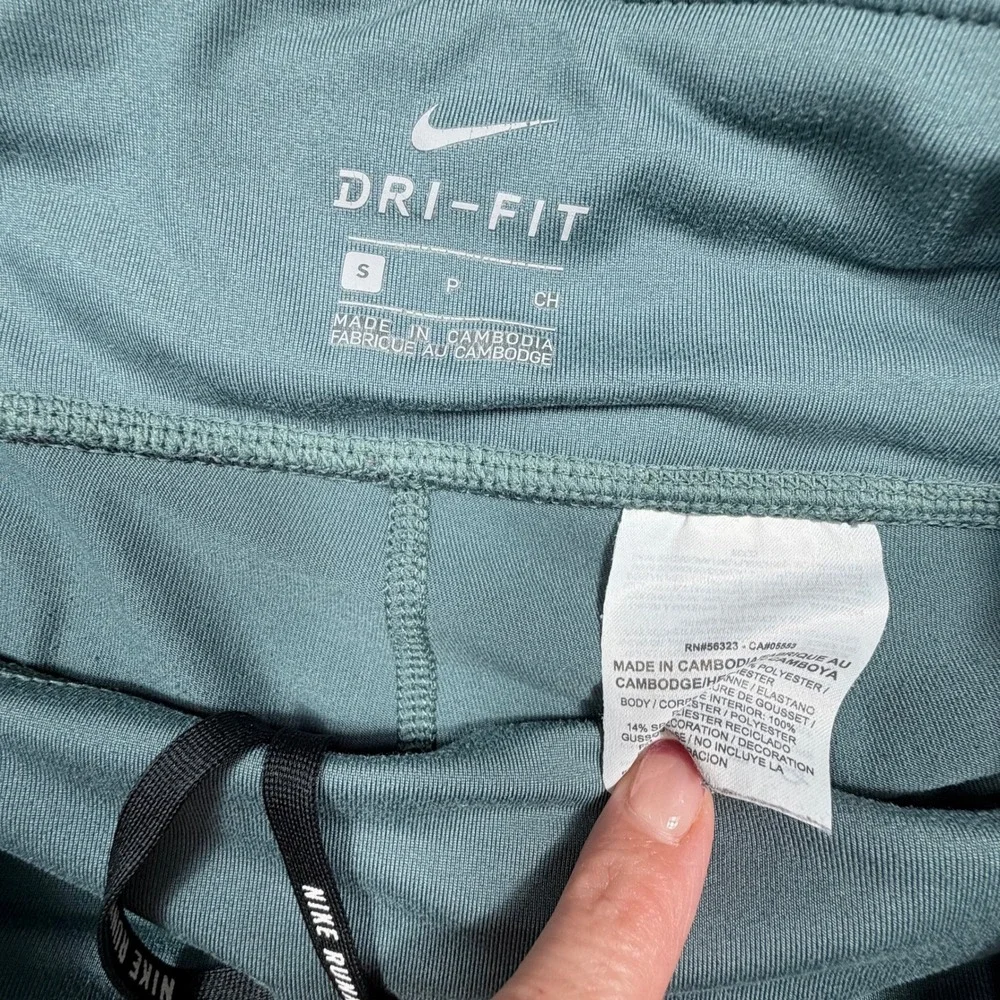 Nike Dri-FIT Women Running Leggings Teal Green Reflective Geometric Small Gym